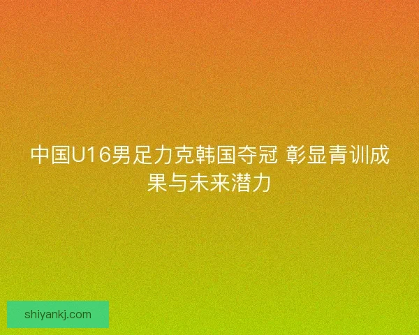 中国U16男足力克韩国夺冠 彰显青训成果与未来潜力